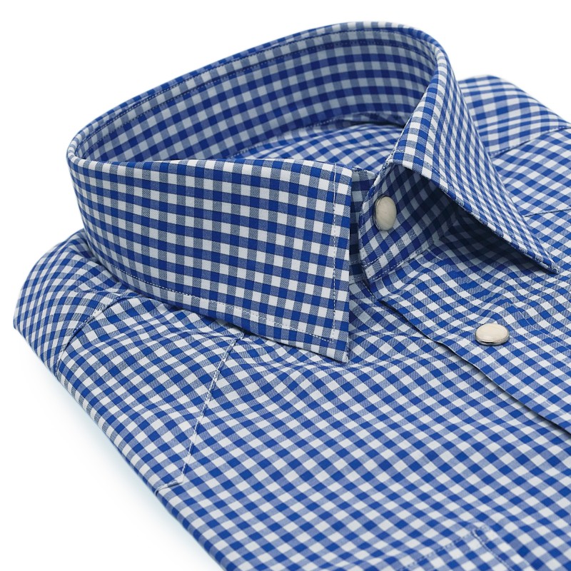 Chemise homme Popeline Carreaux Bleu