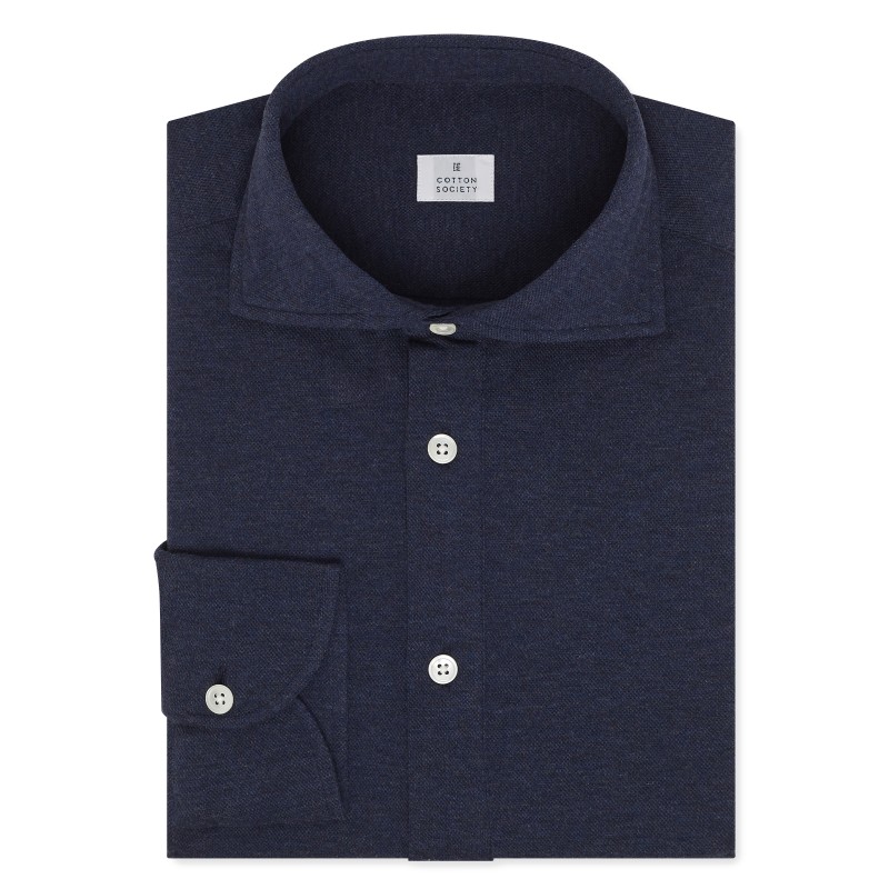 Chemise homme Jersey Uni Bleu denim chiné