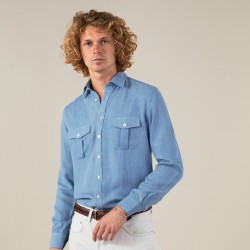 Chemise homme Jean Uni Bleu