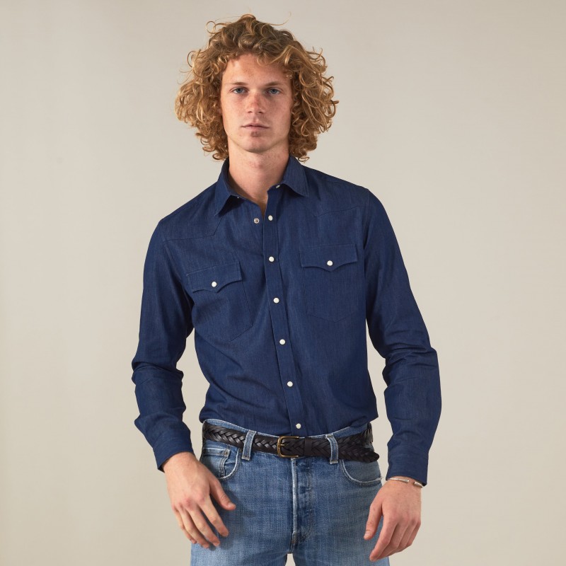 Chemise homme Jean Uni Bleu