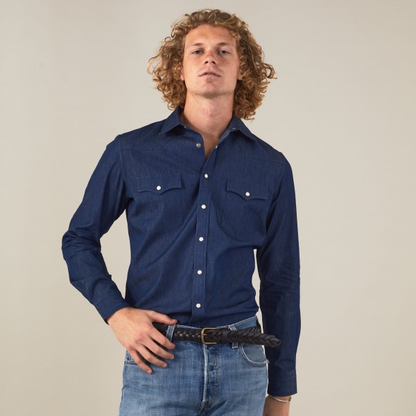 Chemise homme Jean Uni Bleu