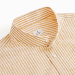 Chemise homme Lin Coton Rayé Jaune et Blanc