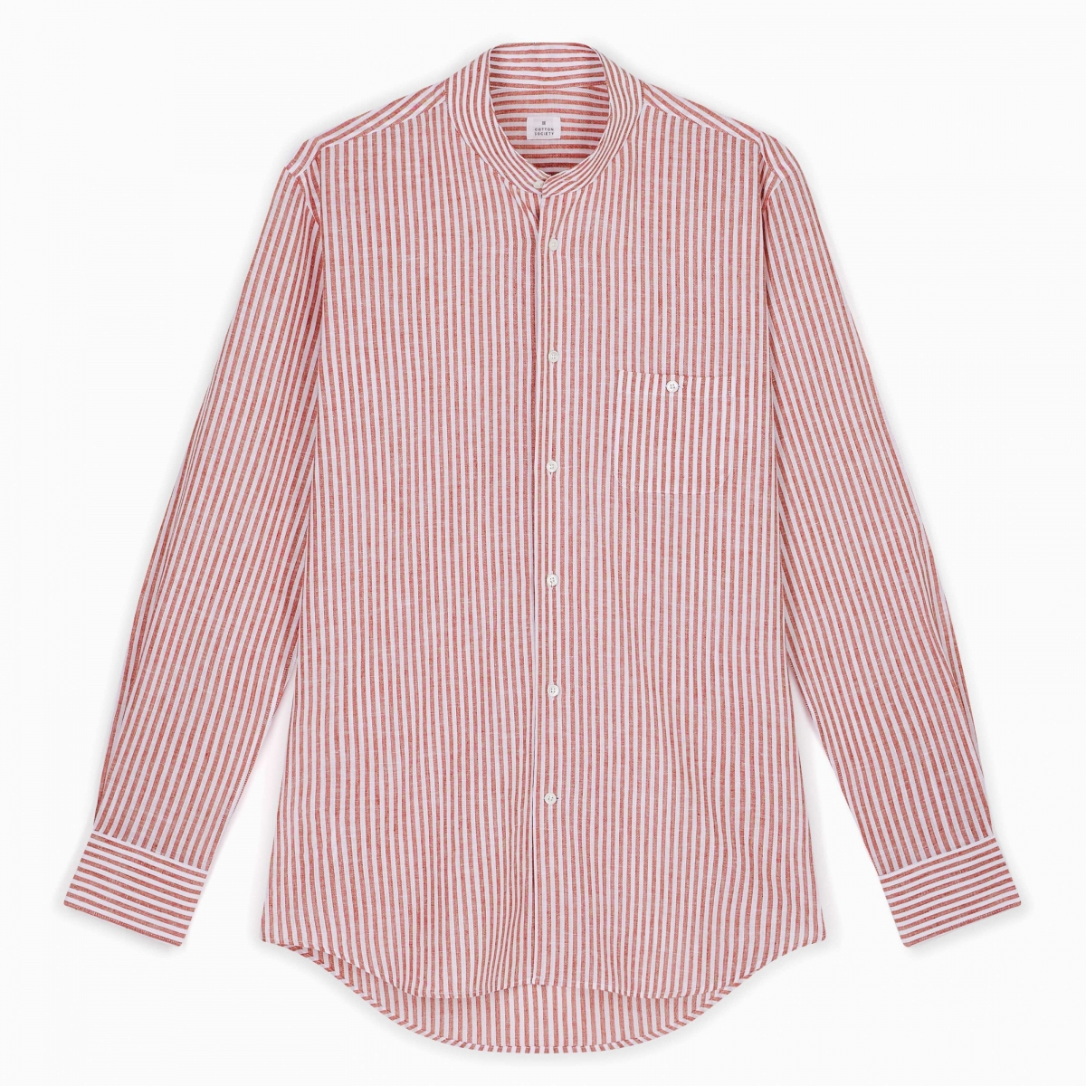 Chemise homme Lin Coton Rayé Rouge et Blanc