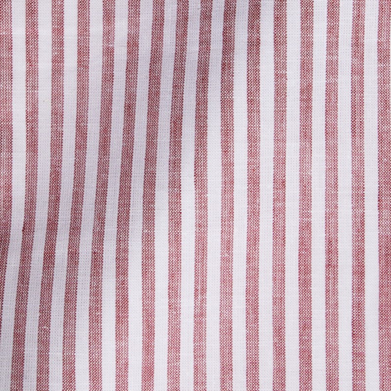 Chemise homme Lin Coton Rayé Rouge et Blanc