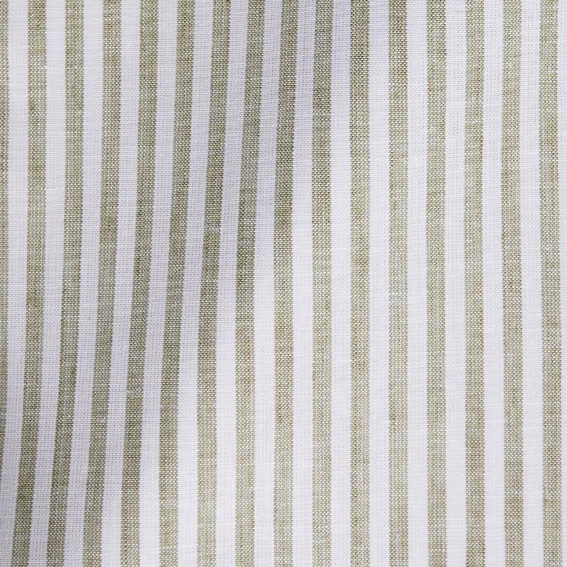 Chemise homme Lin Coton Rayé Vert et Blanc