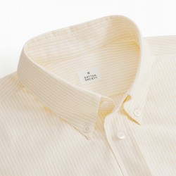 Chemise homme Oxford Rayé Jaune et Blanc