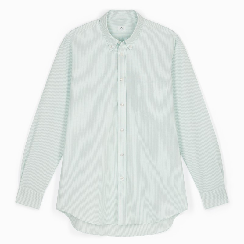 Chemise homme Oxford Rayures LT GREEN et White