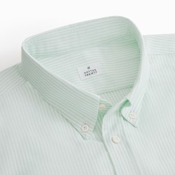 Chemise homme Oxford Rayé Vert Clair et Blanc