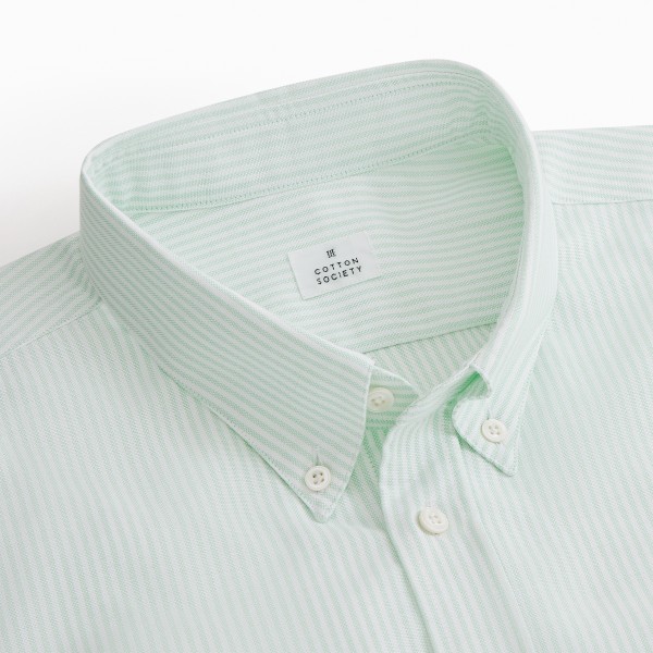 Chemise homme Oxford Rayures LT GREEN et White