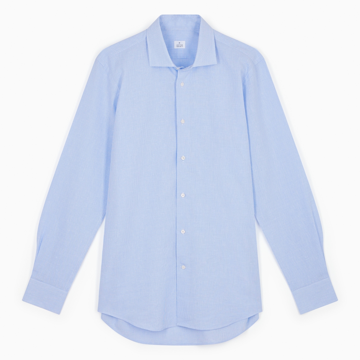 Chemise homme Coton Lin Carreaux Bleu Ciel