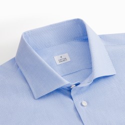 Chemise homme Coton Lin Carreaux Bleu Ciel