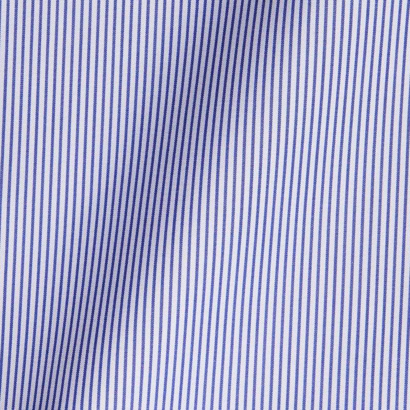 Popeline Rayé Bleu Foncé Blanc