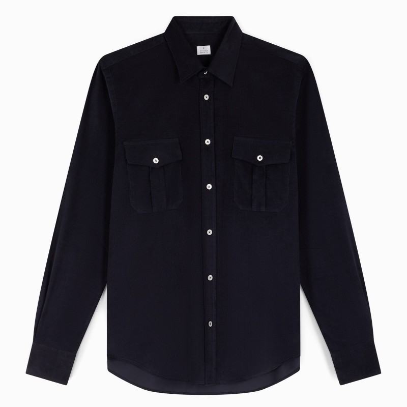 Chemise homme Adventure Velours Uni Bleu marine
