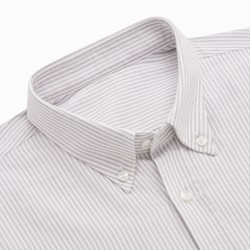 Chemise homme Oxford Rayé Gris et Blanc