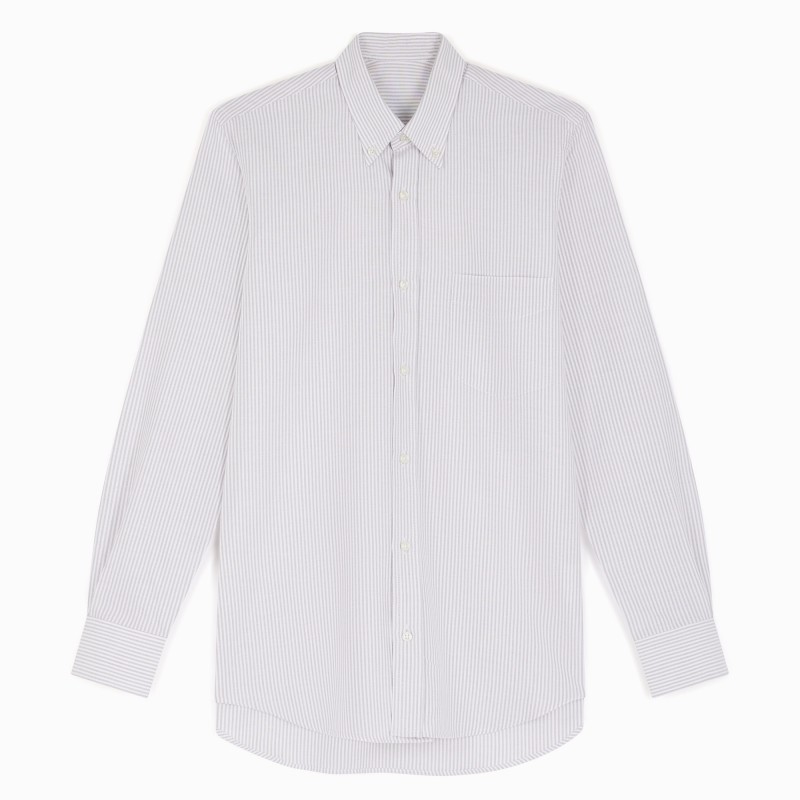 Chemise homme Oxford Rayé Gris et Blanc
