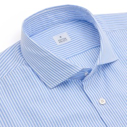 Chemise homme Seersucker Rayé Bleu Ciel et Blanc