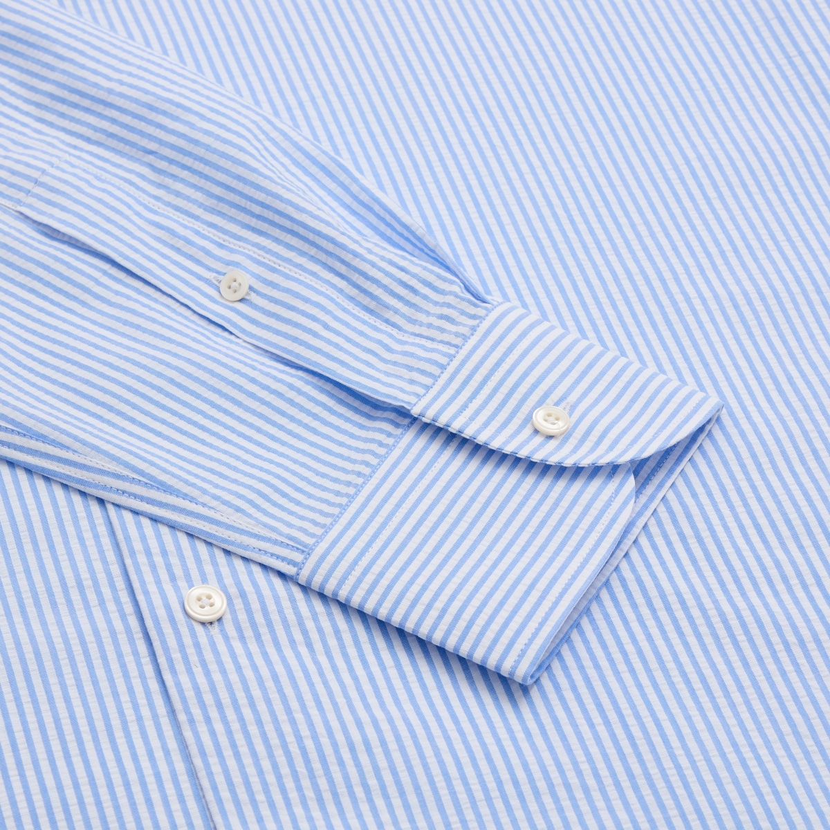 Chemise homme Seersucker Rayé Bleu Ciel et Blanc