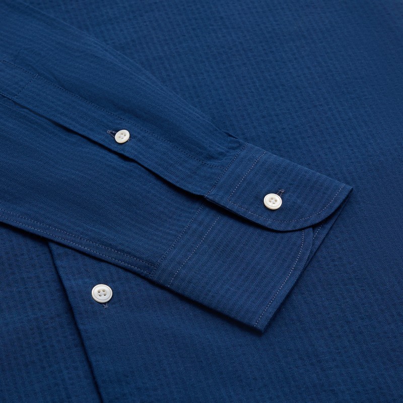 Chemise homme Seersucker Rayé Marine