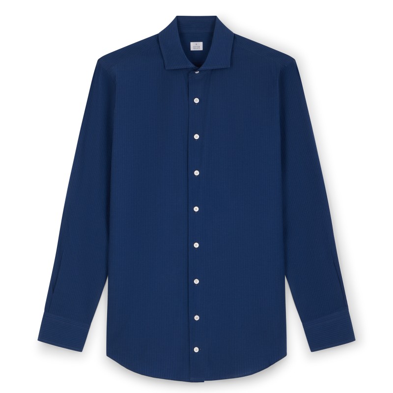 Chemise homme Seersucker Rayé Marine