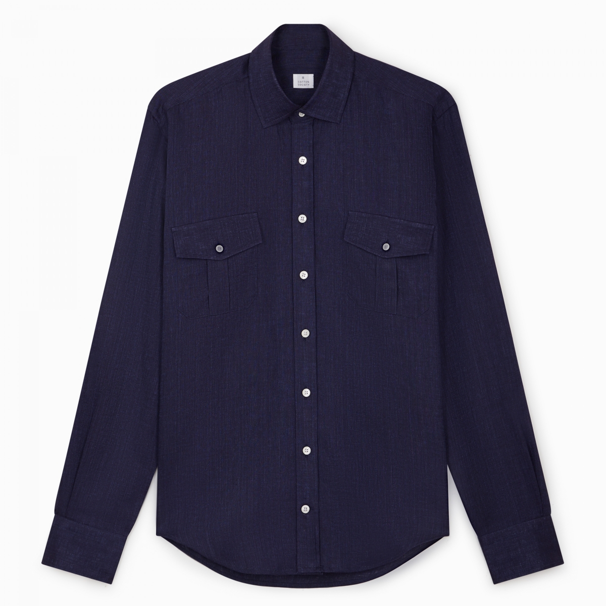 Chemise homme Lin Chambray Uni Bleu foncé