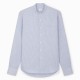 Chemise homme Coton Lin Rayé Bleu Ciel