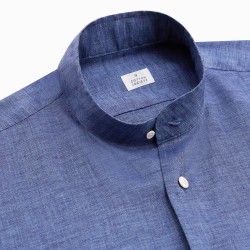 Chemise homme Lin Chambray Uni Bleu