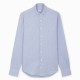 Chemise homme Coton Lin Carreaux Bleu Ciel