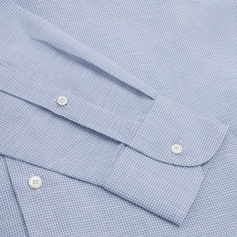 Chemise homme Coton Lin Carreaux Bleu Ciel
