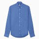 Chemise homme Lin Coton Uni Bleu