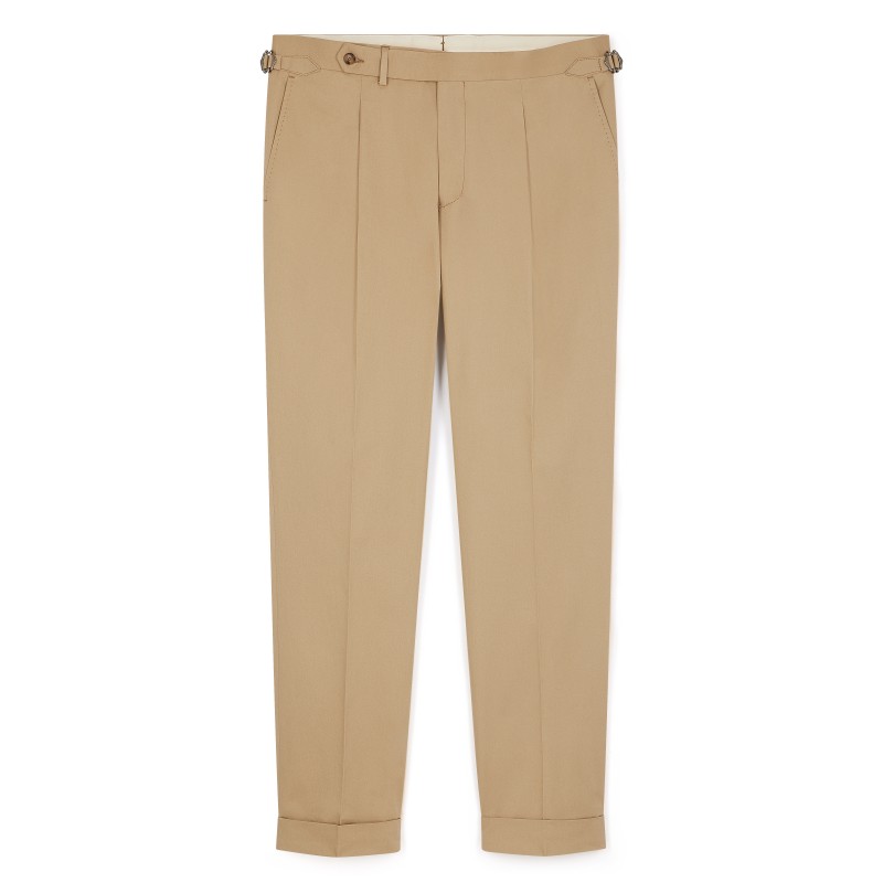 Pantalon de costume en coton biege sur mesure