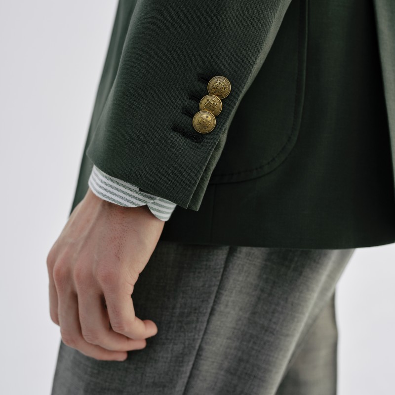 Blazer vert empire à boutons dorés