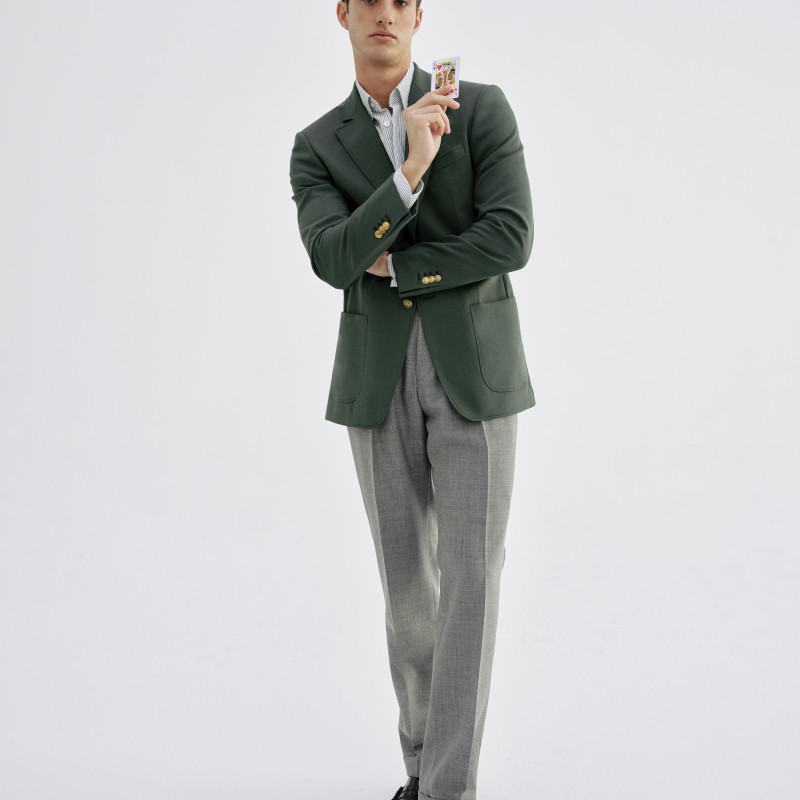 Blazer vert empire à boutons dorés