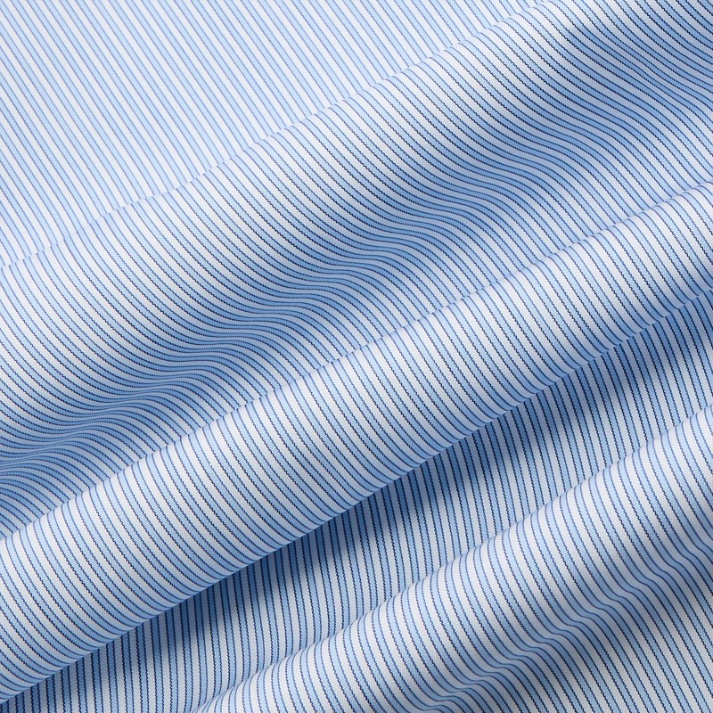 Popeline Rayé Bleu
