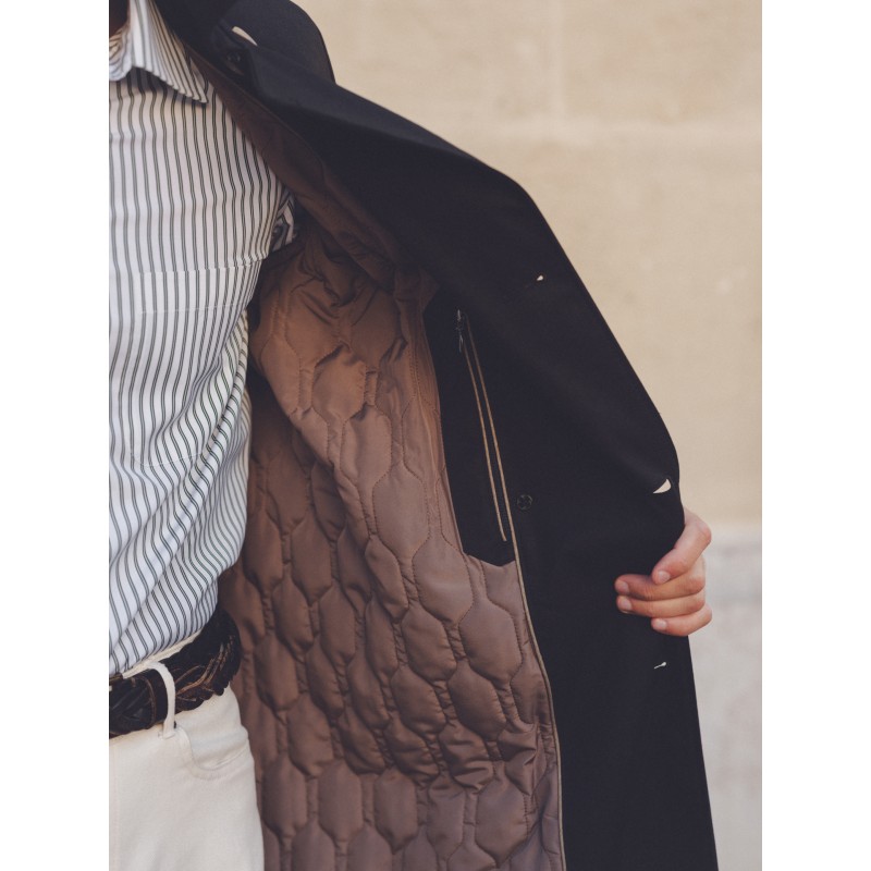 Trench long matelassé noir