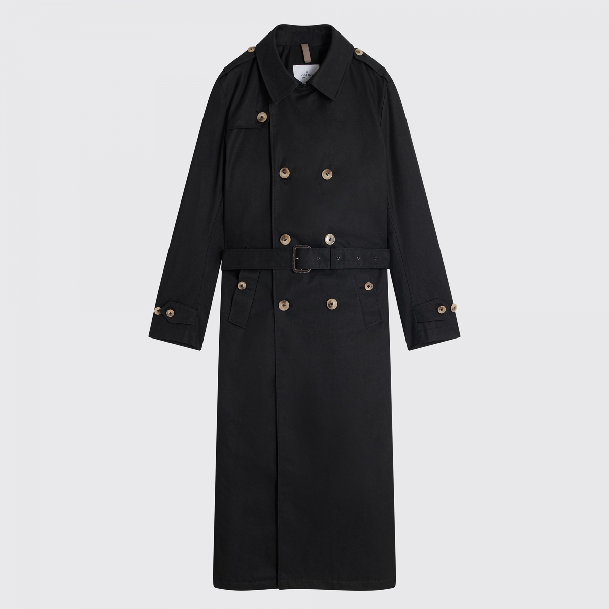 Trench long matelassé noir