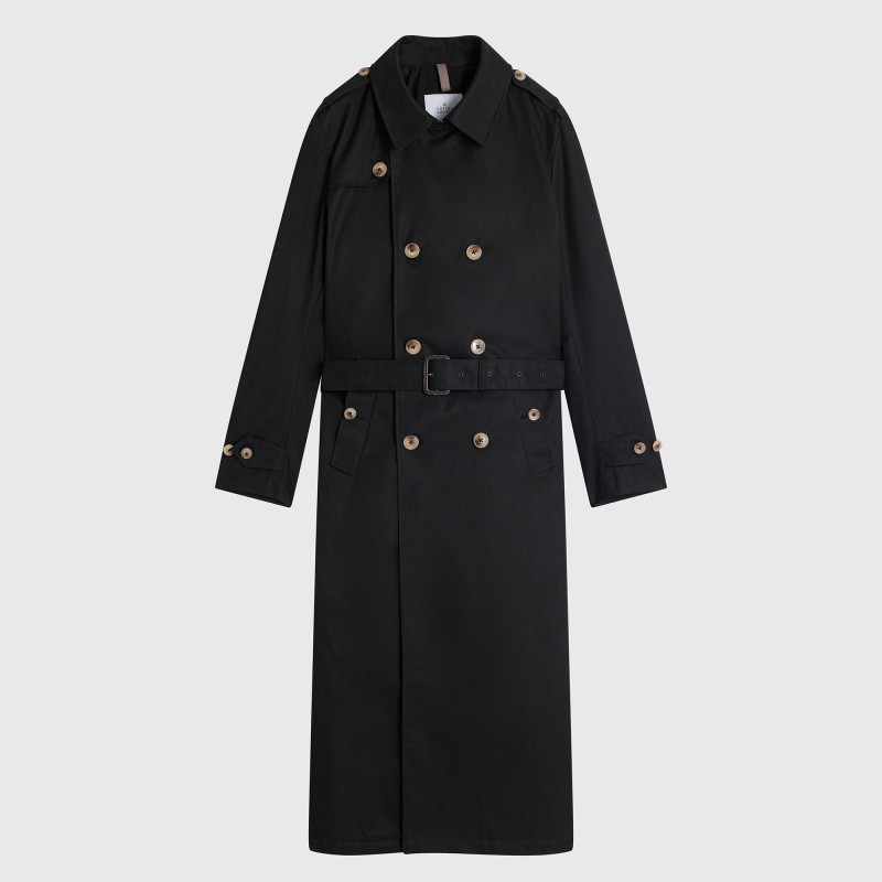 Trench long matelassé noir
