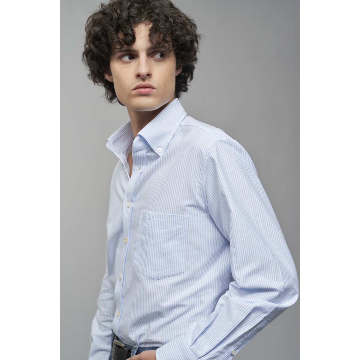 Chemise homme Oxford Rayé Bleu ciel et Blanc