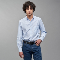 Chemise Oxford Rayé Bleu Ciel et Blanc