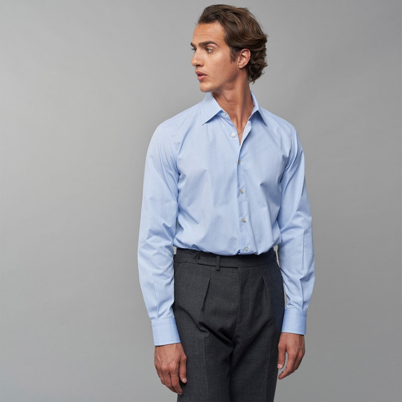 Chemise homme Popeline Rayé Bleu