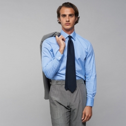 Chemise Popeline Rayée Bleue