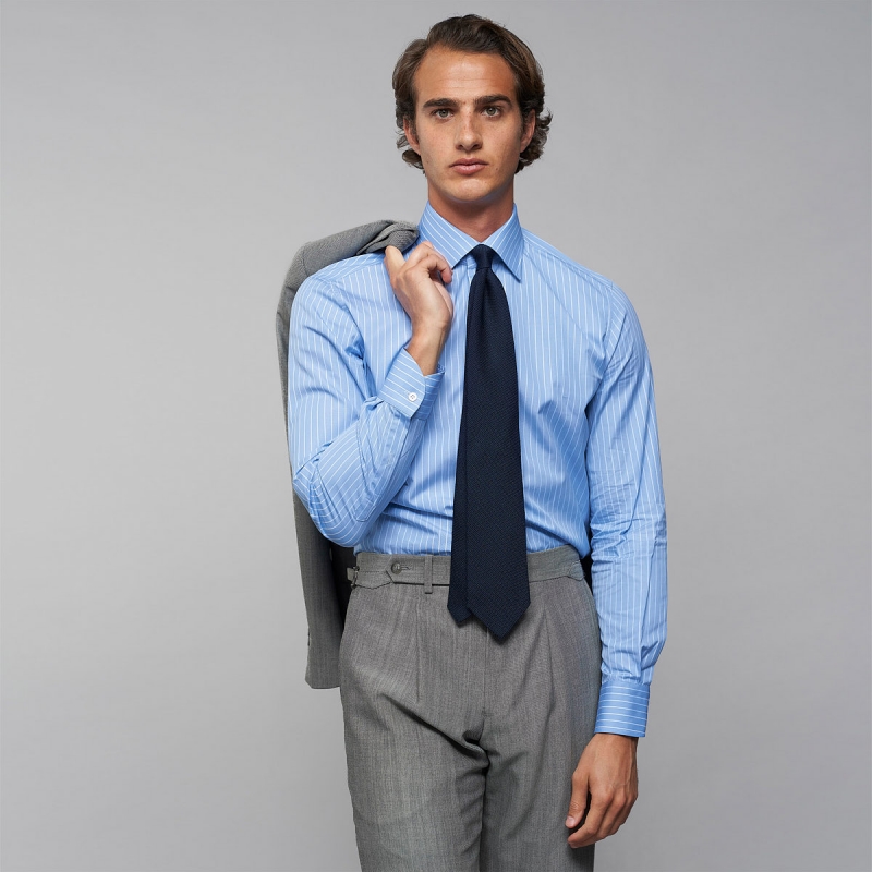 Chemise homme Popeline Rayé Bleu