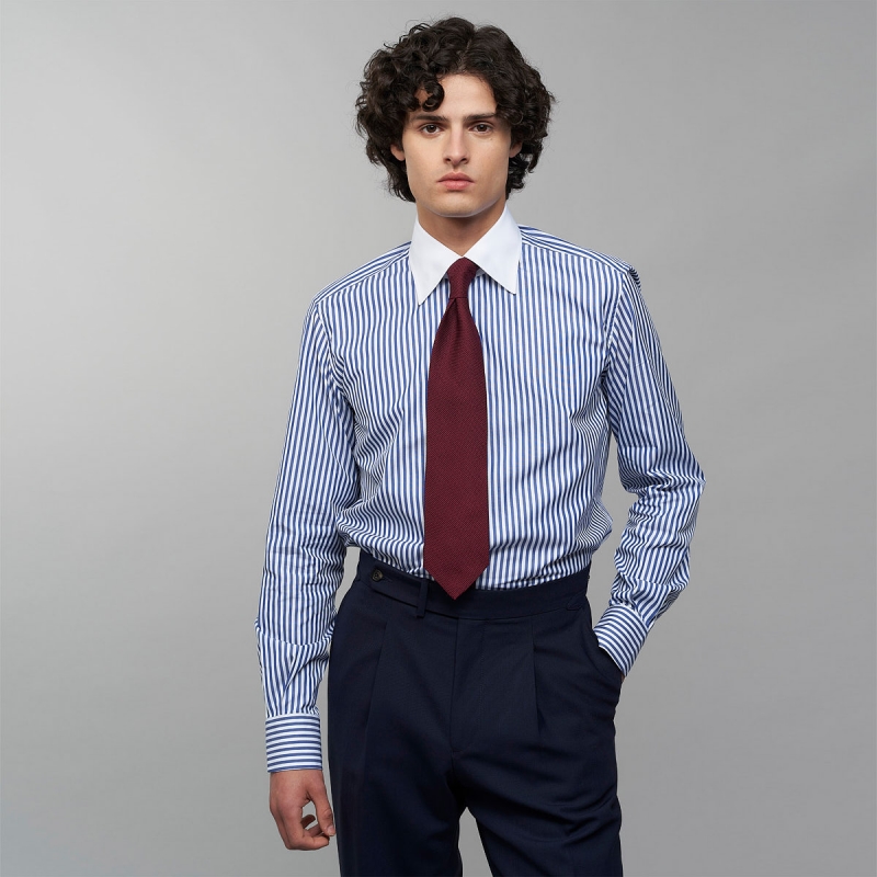 Chemise homme Popeline Rayé Bleu