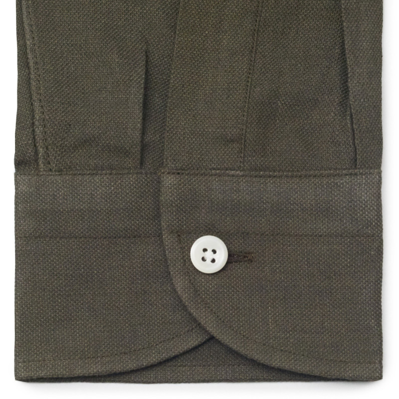 Chemise homme lin coton uni kaki