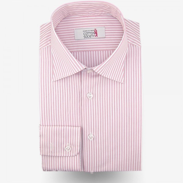 Chemise homme Popeline Rayé Rose et Bleu