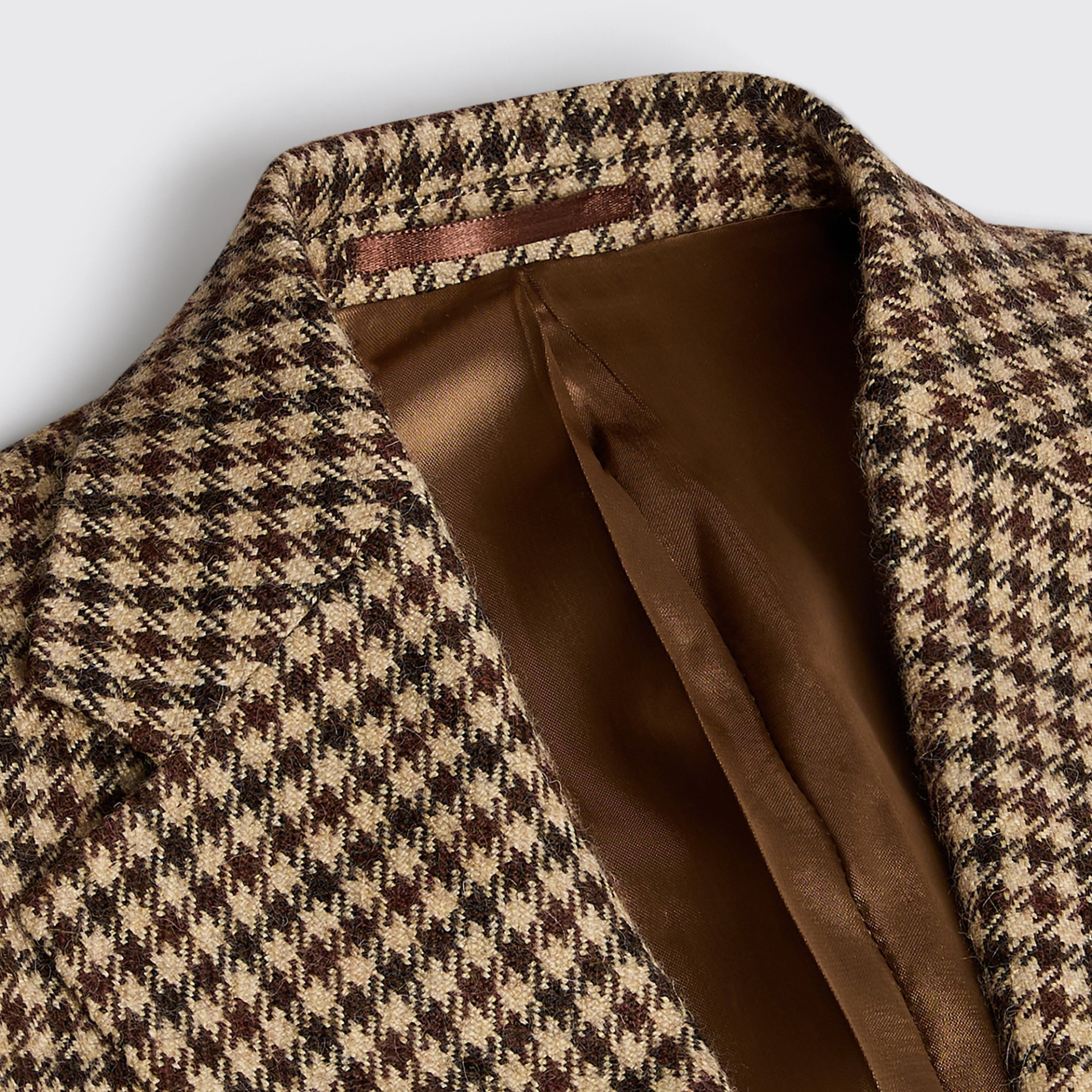 Veste pied de poule marron en Baby Alpaga