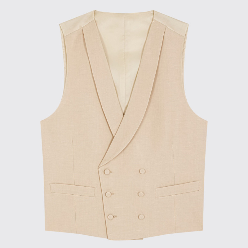 Gilet croisé en Shantung Soie et Lin