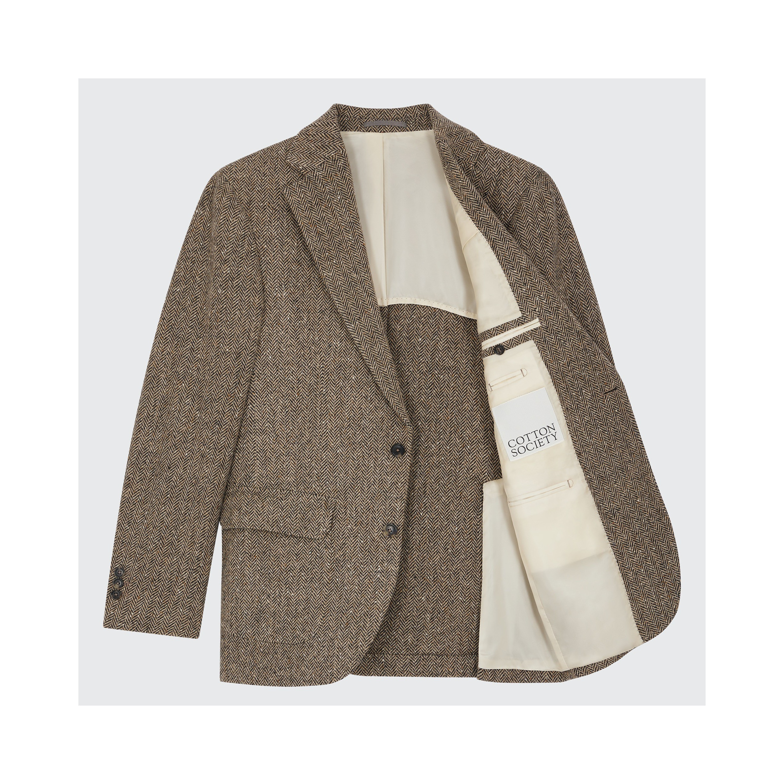 Veste En Tweed Vintage ASPESI - 100% Laine - Motif Chevrons - Taille XL - Occasion Parfait état