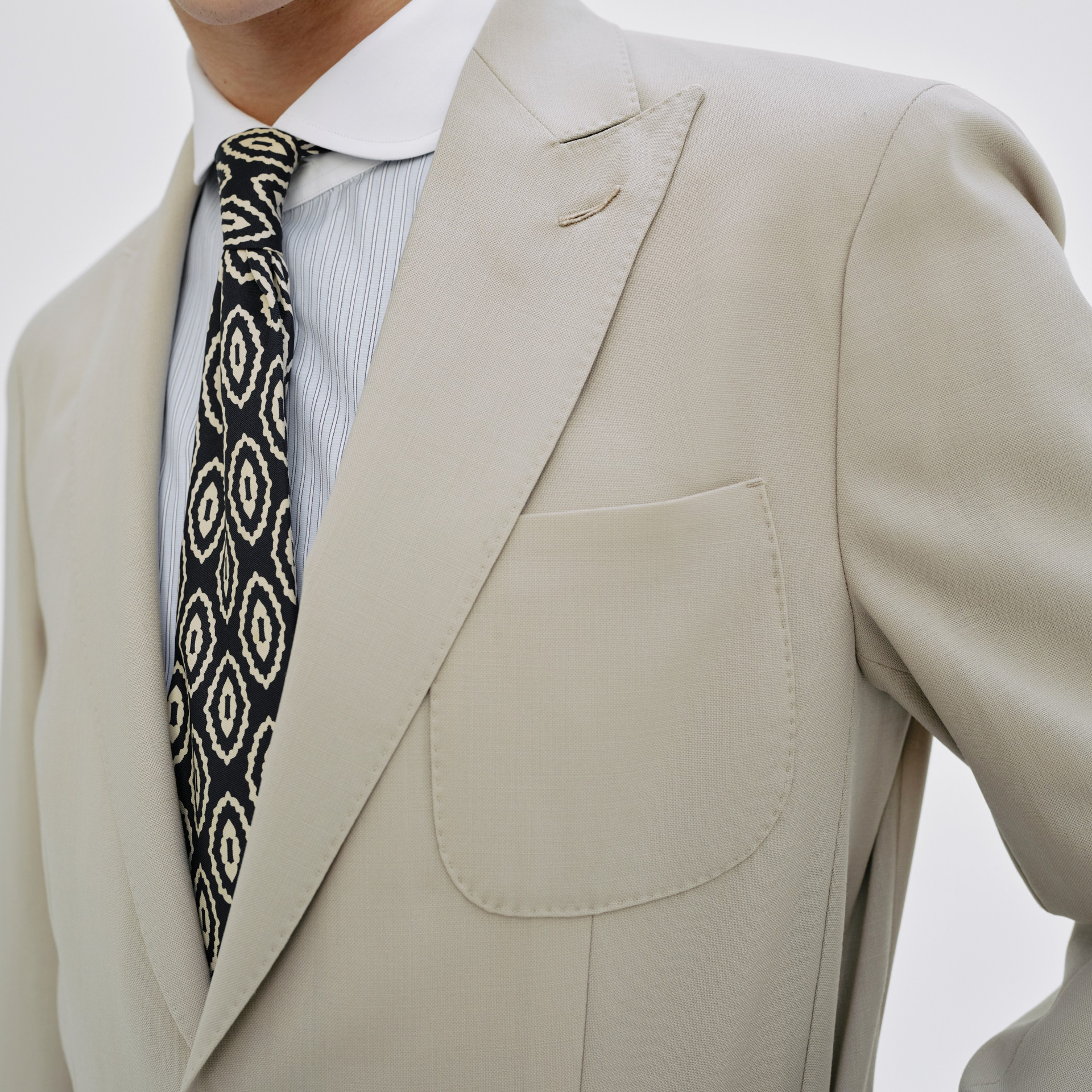 Costume beige en laine destructuré