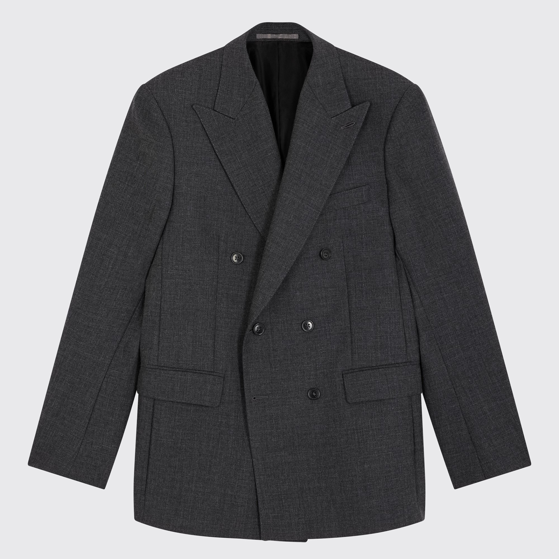 Costume croisé en Fresco Gris