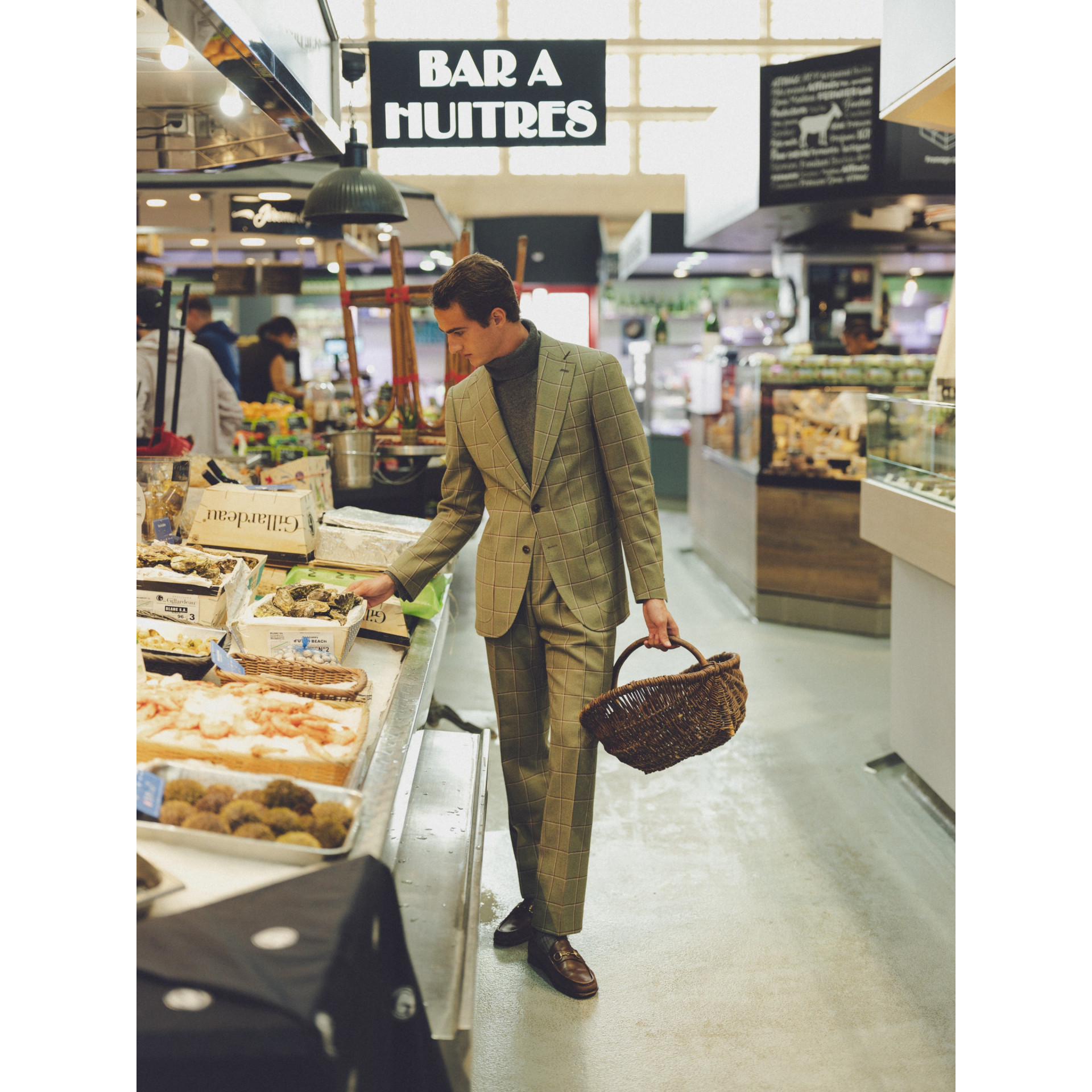 Costume vert à carreaux Marron